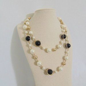Gold-Tone Kiska Pearl & Pave Bead Strand Necklace